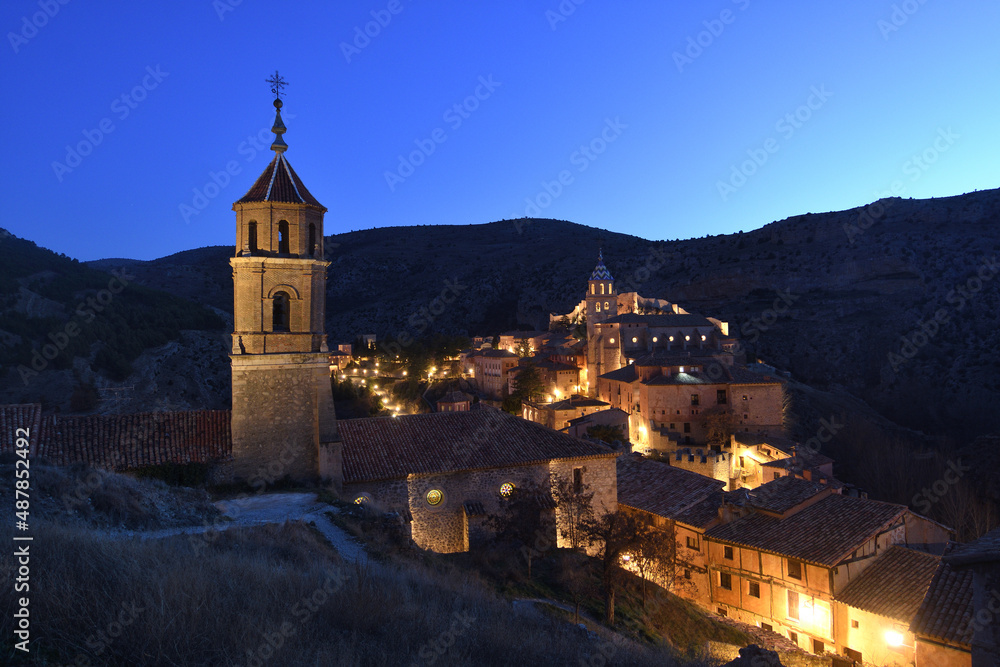 night in the village of Albarracin, Teruel province, Aragona, Spain