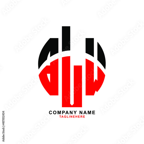 BLW letter design. BLW letter logo design with white background. BLW creative letter logo with two colors.
