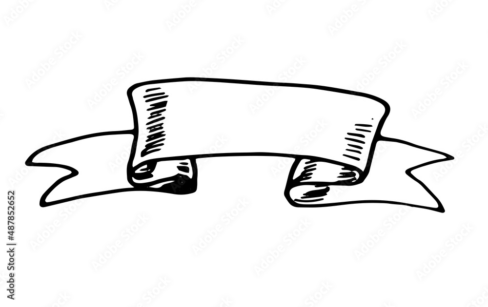 drawing of the banner. Isolated banner element made of vintage ...