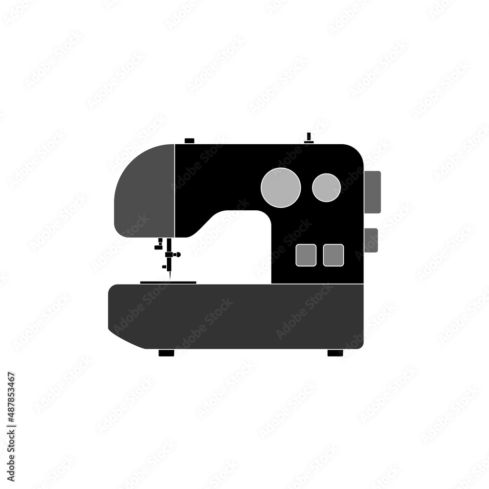 A sewing machine icon for sewing various types of clothes on a white background.