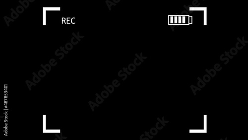 Animation of frame and focus of film camera recording (REC), on a transparent background photo