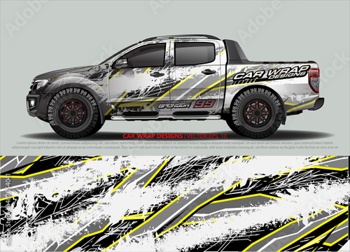 Car wrap decal design vector. abstract Graphic background kit designs for vehicle, race car, rally, livery, sport car

