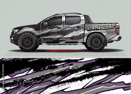 Car wrap decal design vector. abstract Graphic background kit designs for vehicle  race car  rally  livery  sport car 