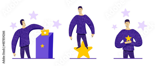 The man gives an assessment and feedback