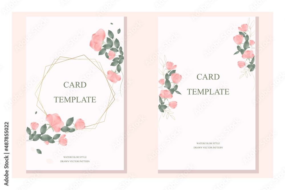 A set of postcard templates for invitations to a wedding, party, celebration, holiday in watercolor style. Postcard, card. Vector design