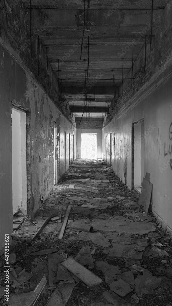 war. building after the bombing. destroyed building. old abandoned building. Old stairs of an abandoned house. old room interior war. building after the bombing. destroyed building. old abandoned building. Old stairs of an abandoned house. old room interior