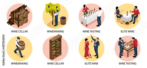 Wine Isometric Round Set