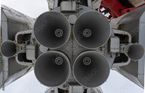 view of the nozzles of a space rocket