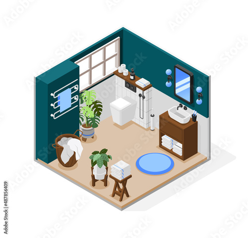 Toilet Room Isometric Composition
