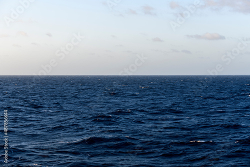 Beautiful seascape - waves and sky with clouds with beautiful lighting. Caribbean sea. Mediterranean sea.