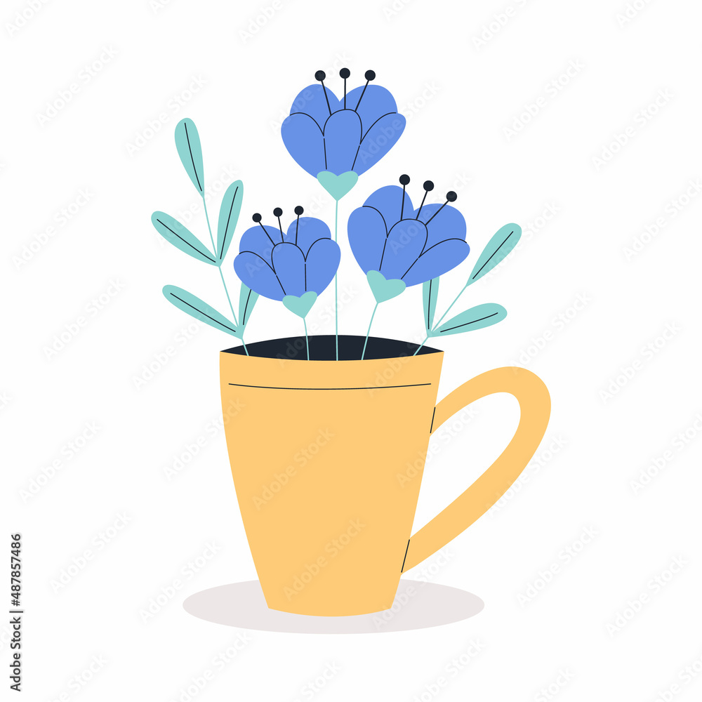 Bouquet of flowers in cup
