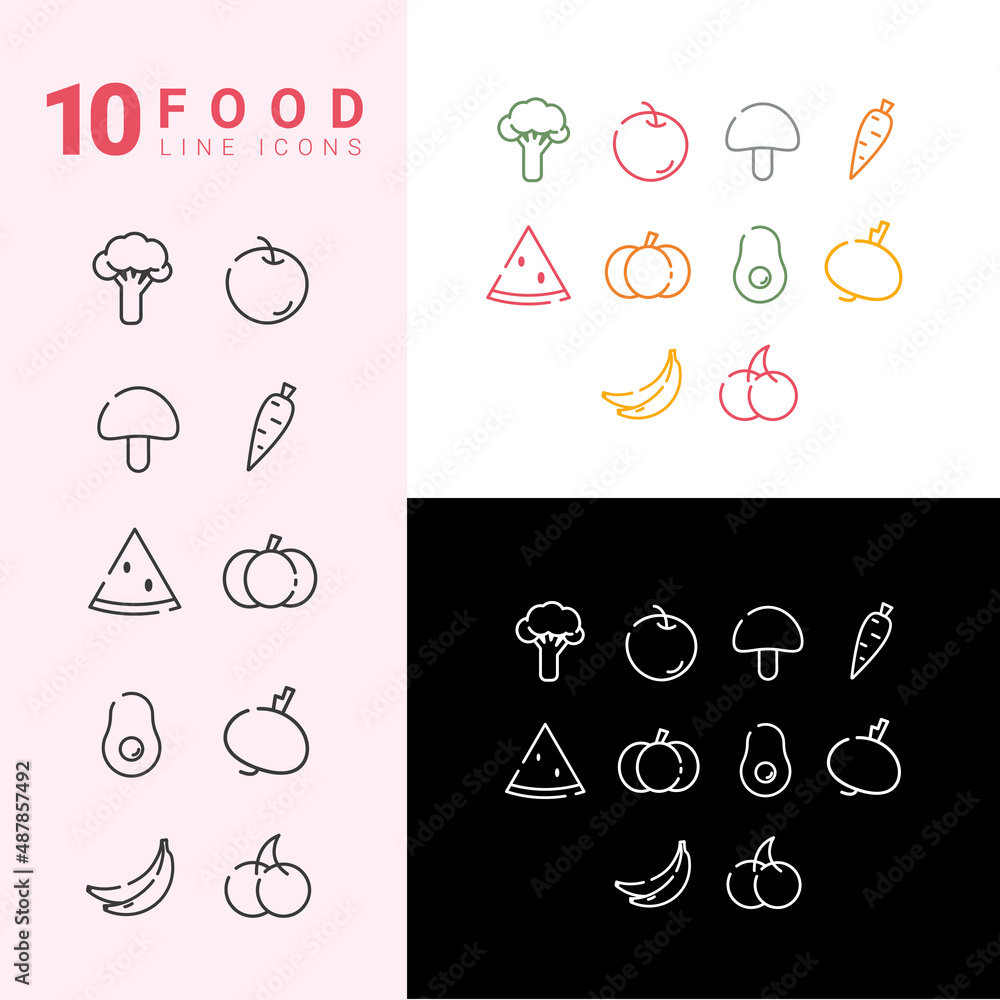 10 contour icons in three colors 10 contour icons in three colors