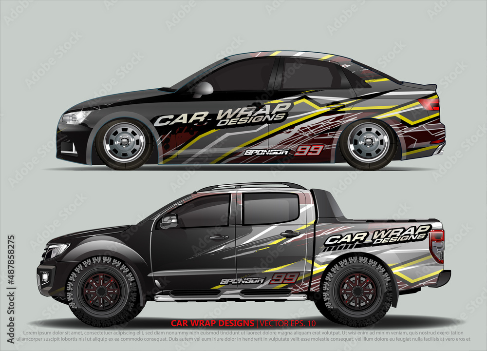 Car wrap decal design vector. abstract Graphic background kit designs for vehicle, race car, rally, livery, sport car
Car wrap decal design vector. abstract Graphic background kit designs for vehicle, race car, rally, livery, sport car