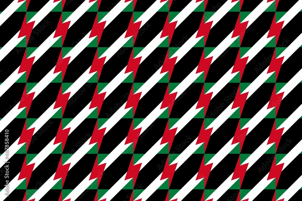 Geometric pattern in the colors of the national flag of Jordan. The colors of Jordan. Geometric pattern in the colors of the national flag of Jordan. The colors of Jordan.