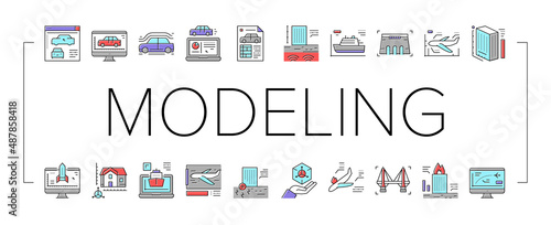 Modeling Engineering Collection Icons Set Vector sign .