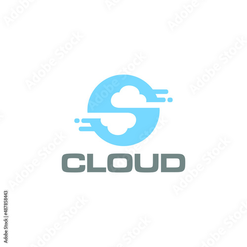 Letter S and Cloud Logo Design or Icon Vector