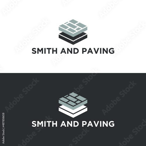 Construction smith and paving on white background Design element Template for logo signage