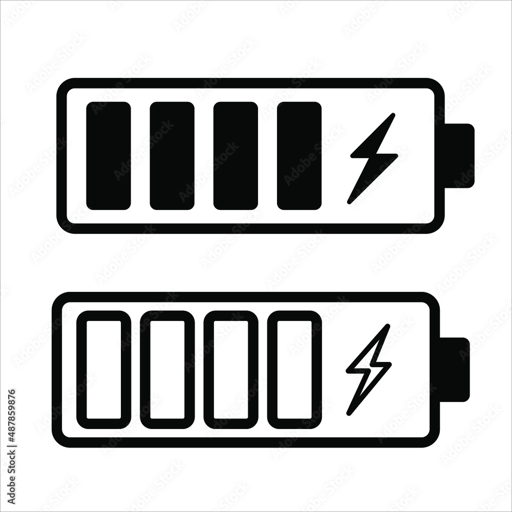 Battery charger icon vector logo isolated on white. Fast Charging Battery Symbol on Smart Phone.