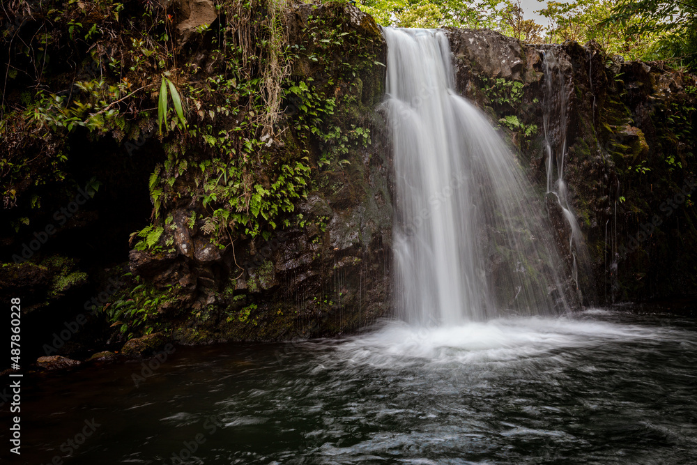 Stunning waterfall along the Road to Hana in Maui.