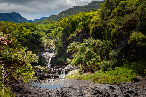 Stunning vista of the Pools of Ohe'o in Haleakala National Park, Maui, Hawaii