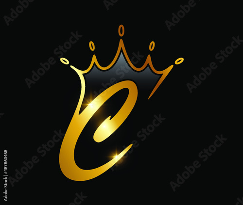 Golden crown Monogram Logo Initial Letter C