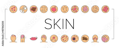 Skin Disease Symptom Collection Icons Set Vector .
