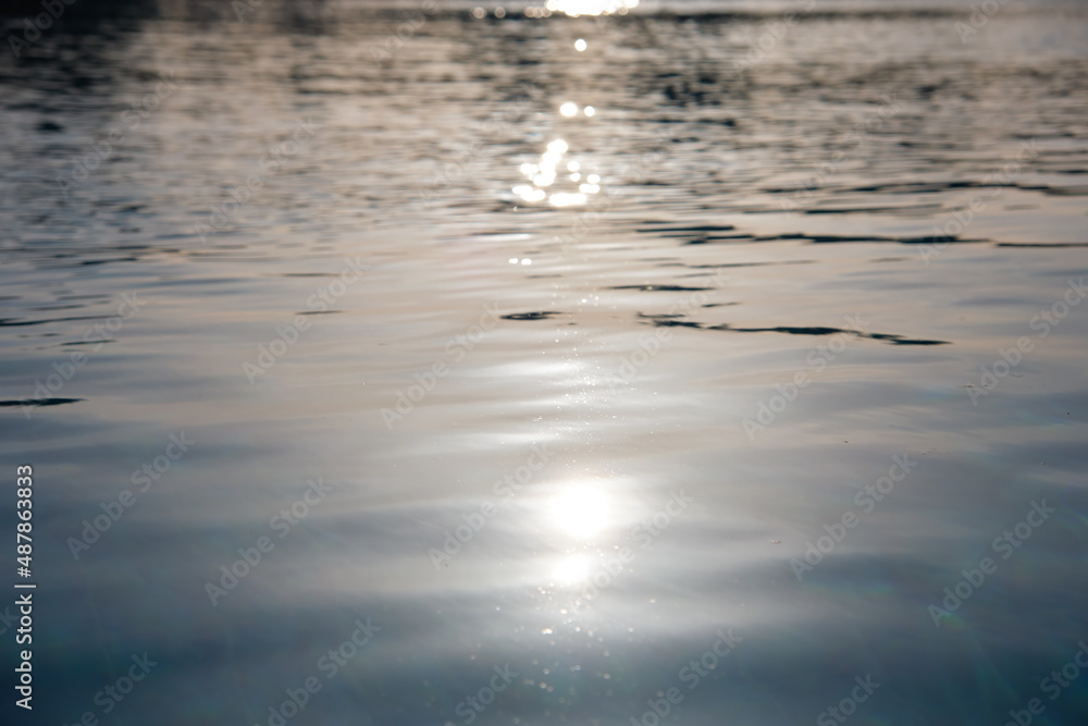 Fototapeta premium Closeup surface of blue clear water with small ripple waves in swimming pool