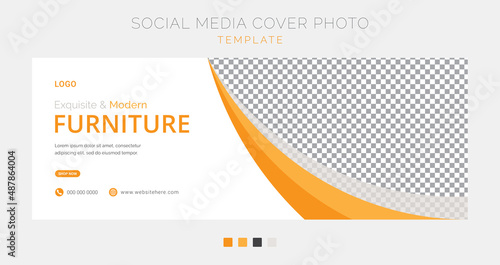 Modern furniture sale social media cover page banner template. Minimalist cover page template for social media (ID: 487864004)