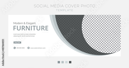 Modern and elegant furniture sale social media cover page banner template (ID: 487864051)