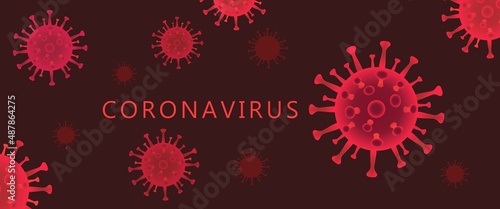 coronavirus cell icons and danger of global epidemic spread. Bannerr design vector illustration on covid-19 theme.