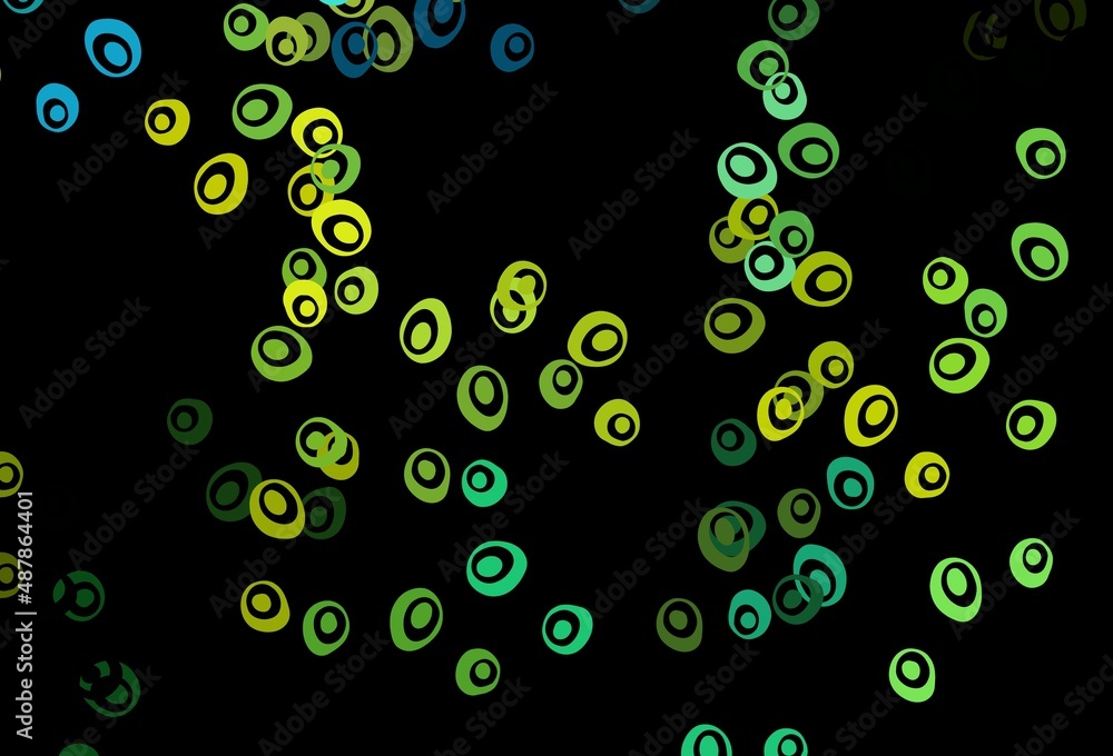 Dark Green, Yellow vector background with bubbles. Dark Green, Yellow vector background with bubbles.