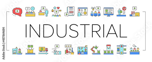 Industrial Process Collection Icons Set Vector .
