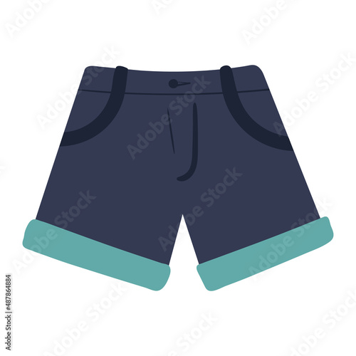 Cool blue boxer short pant in cartoon style isolated on white