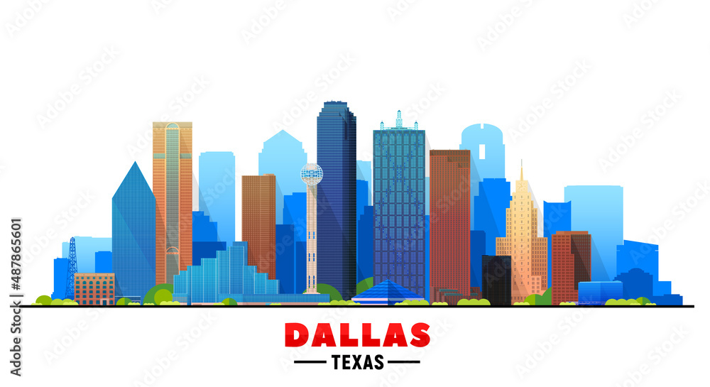 Dallas Texas skyline vector illustration. Background with city panorama. Travel picture.
