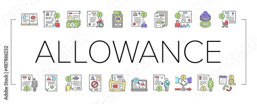 Allowance Finance Help Collection Icons Set Vector .