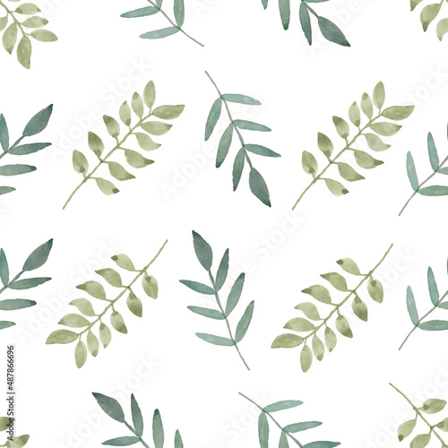 Watercolor leaf seamless pattern