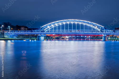 Jozef Pilsudski Bridge in the city of Krakow, Lesser Poland.