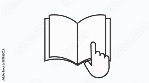 Book and click Icon. Vector isolated linear illustration
