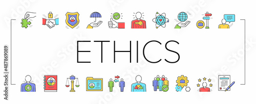 Business Ethics Moral Collection Icons Set Vector .