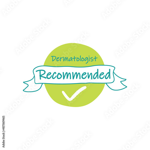 Dermatologist recommended sign at label icon
