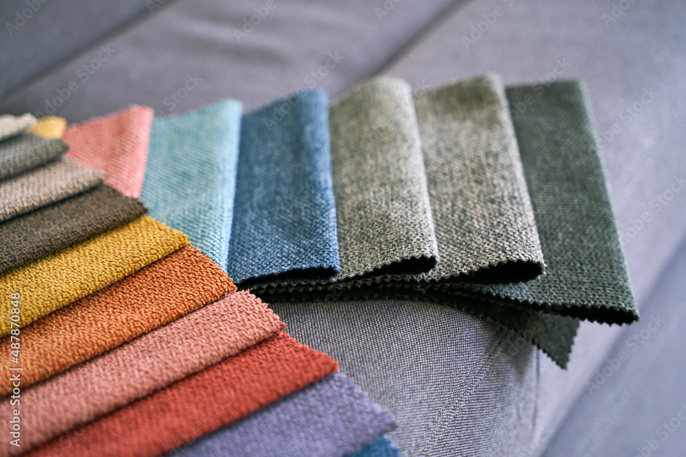 Colorful Upholstery Fabric Samples On