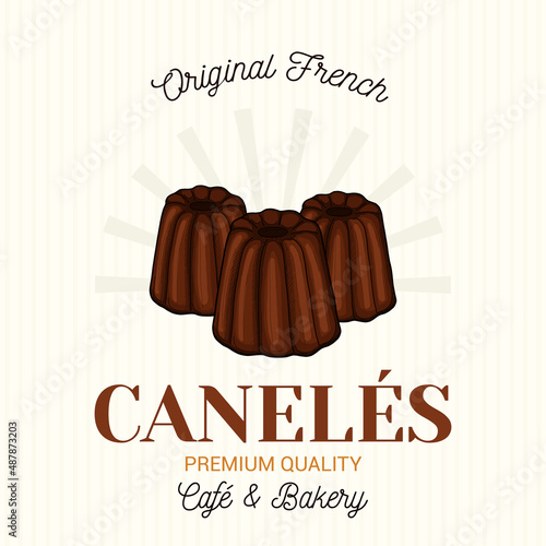 Caneles French Pastry Vector Emblem Logo Template