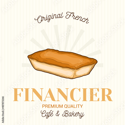 Financier French Pastry Vector Emblem Logo Template