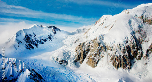 Top of Mt Denali showing the start of a glacier taken at 20 000 ft.