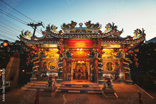 Traditional Chinese temple details at Koh Samui island, Thailand