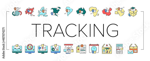 Shipment Tracking International Icons Set Vector .