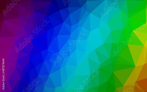 Dark Multicolor, Rainbow vector shining triangular template.