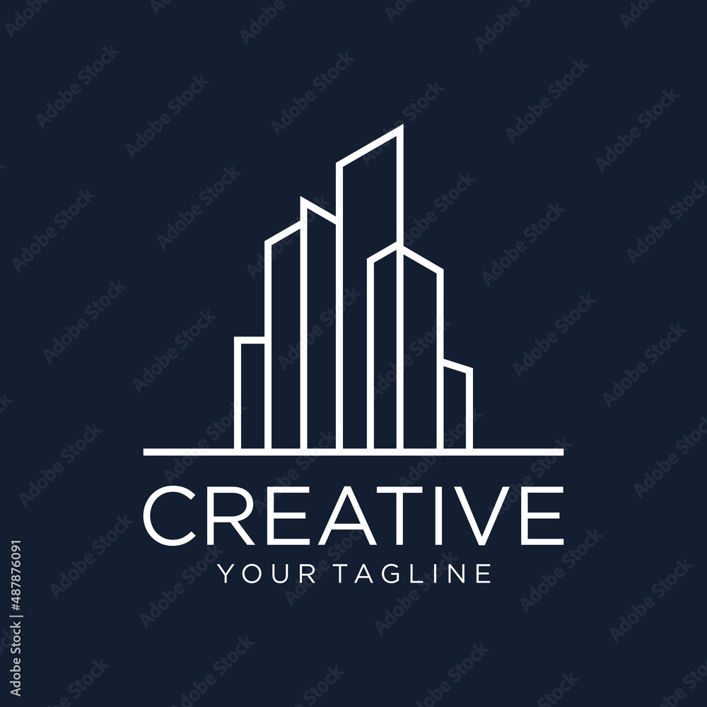 building with simple line style design inspiration building with simple line style design inspiration