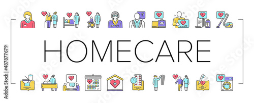 Homecare Services Collection Icons Set Vector .