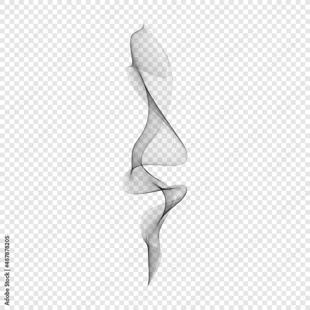 Smoke png. Black isolated cigarette curved vapor. Steam transparent effect.  Vapour on white background. Vector winding fume eps illustration Stock  Vector | Adobe Stock